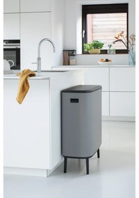 Κάδος Brabantia Bo Touch Hi 1001266, 2x30 l, Στεγανή εφαρμογή στον τοίχο, Ρύθμιση ποδιού, Ορυκτέλαιο με επικάλυψη, Γκρι