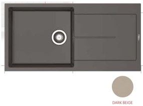 Pyramis Ithaka 1B 1D PLUS Ένθετος Νεροχύτης από Συνθετικό Γρανίτη 100x50cm Dark Beige