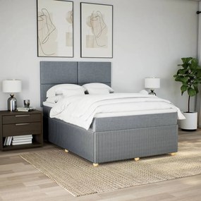 ΚΡΕΒΑΤΙ BOXSPRING ΜΕ ΣΤΡΩΜΑ ΑΝΟΙΧΤΟ ΓΚΡΙ 140X190 ΕΚ. ΥΦΑΣΜΑΤΙΝΟ 3294344