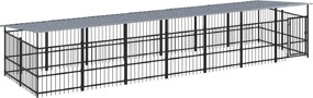 vidaXL Υπαίθριο Κλουβί Σκύλων με Οροφή από Χάλυβα 13,14 μ²