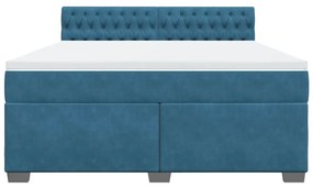 vidaXL Κρεβάτι Boxspring με Στρώμα Μπλε 180x200 εκ. Βελούδινο