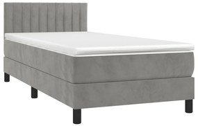 Κρεβάτι Boxspring με Στρώμα &amp; LED Αν.Γκρι 80x200 εκ. Βελούδινο - Γκρι