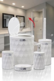 Stewehome Σετ μπάνιου με 5 τεμάχια και καπάκια τύπου από πλαστικό Λευκό