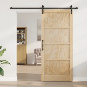 vidaXL Συρόμενη Πόρτα  με Σετ Υλικών 93x211 εκ. Συμπαγές Ξύλο Πεύκου