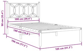 ΠΛΑΙΣΙΟ ΚΡΕΒΑΤΙΟΥ ΜΕ ΚΕΦΑΛΑΡΙ ΛΕΥΚΟ 100X190 ΕΚ. ΜΕΤΑΛΛΙΚΟ 376171