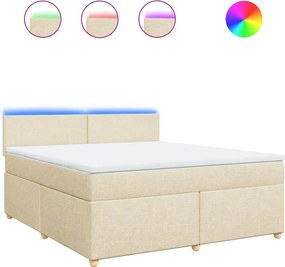 vidaXL Κρεβάτι Boxspring με Στρώμα Κρεμ 180x200 εκ. Υφασμάτινο