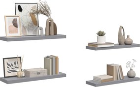 vidaXLΡάφια Τοίχου 4 τεμ. Γκρι 80x23,5x3,8 εκ. MDF