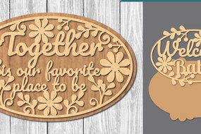 Σετ των 2 Intra απο ξύλο plywood Χρώμα wenge 3mm-4mm πάχος - Οικογενειακά αποσπάσματα Σήμα κοπής λέιζερ 2 Δίασταση 20x20 cm INTRAFABR-103874481