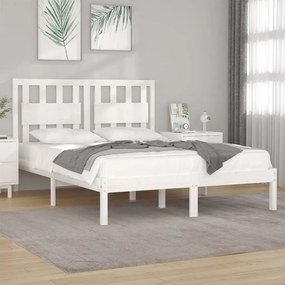 vidaXL Πλαίσιο Κρεβατιού Λευκό 135 x 190 εκ. Μασίφ Πεύκο Double