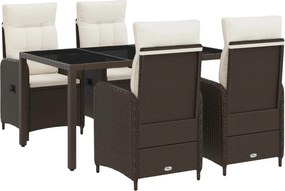 vidaXL Σετ Εξωτερικής Τραπέζης 5 pcs Καφέ και Κρέμα Λευκό