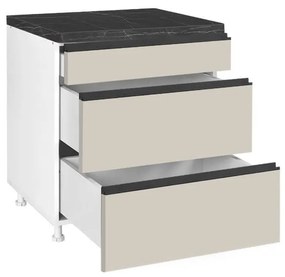 Floor Kitchen Cabinet LINA D80 3F B with 3 Drawers Μπέζ