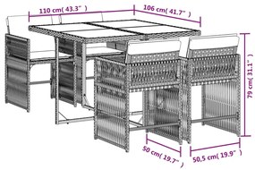 vidaXL Σετ Τραπεζαρίας Κήπου 5 τεμ. Μικτό Μπεζ Συνθ. Ρατάν & Μαξιλάρια