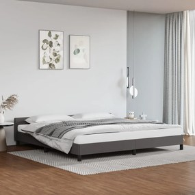 Πλαίσιο Κρεβατιού με Κεφαλάρι Γκρι 200x200 εκ. Συνθετικό Δέρμα