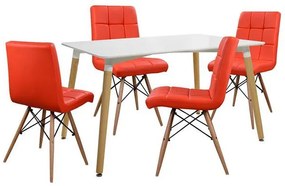 Σετ τραπεζαρίας C10077.04 5τμχ με Τραπέζι MINIMAL 120x80x73εκ. & Καρέκλες ROSA Κόκκινες