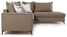 Γωνιακός καναπές αριστερή γωνία Romantic pakoworld ύφασμα mocha-cream 290x235x95εκ - Ύφασμα - 168-000027