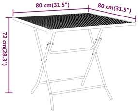 Τραπέζι Κήπου Ανθρακί 80x80x72 εκ. από Εκτεταμένο Μεταλ. Πλέγμα - Ανθρακί