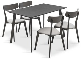 Tραπεζαρία Benson - Toto pakoworld σετ 5τμχ rustic grey - ύφασμα γκρι 120x75x75εκ