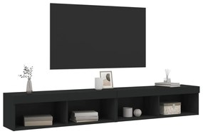 vidaXL Έπιπλα Τηλεόρασης με LED 2 τεμ. Μαύρα 100 x 30 x 30 εκ.