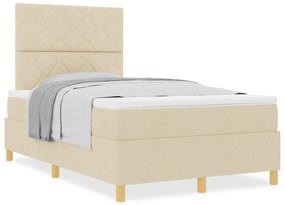 vidaXL Κρεβάτι Κουτιού με Στρώμα Κρεμ 120x200 cm Υφασμα