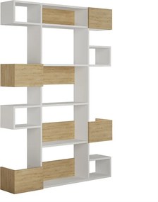 Βιβλιοθήκη Niho Megapap χρώμα λευκό - sapphire oak 120x25,3x171εκ.