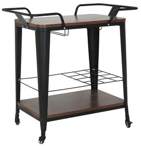 RELIX Trolley Bar-Pro Μέταλλο Βαφή Μαύρο, MDF Απόχρωση Καρυδί  86x51x86cm [-Μαύρο/Καρυδί-] [-Μέταλλο/MDF - Καπλαμάς - Κόντρα Πλακέ - Νοβοπάν-] Ε5211,1