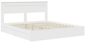 vidaXL Κρεβάτι Αποθήκης Λευκό 200 x 200 cm Επεξεργασμένο ξύλο