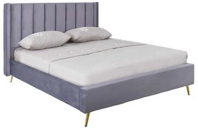 PASSION  Κρεβάτι Διπλό για Στρώμα 160x200cm, Ύφασμα Velure Απόχρωση Γκρι