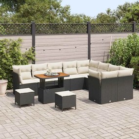 vidaXL Σετ Καναπέ Κήπου 12 pcs Μαύρο συνθετικό ρατάν