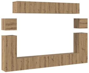vidaXL Σετ επίπλου τηλεόρασης 8 pcs Χειροποίητη δρυς Μέγεθος: Μεσαίο