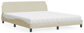 vidaXL Κρεβάτι με Στρώμα Dover Κρεμ 180x200 εκ. Υφασμάτινο
