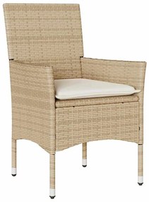 vidaXL Σέτ φαγητού για κήπο με μαξιλάρι 5 pcs Μπεζ Πολυ ράταν