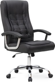 Καρέκλα γραφείου διευθυντική Vision Megapap από τεχνόδερμα χρώμα μαύρο 63x70x112/120εκ.