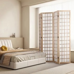 VEVOR Room Divider Japanese Wall Divider 4 Pane for Room Separation (Natural)