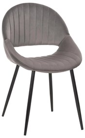 DINING CHAIR ODEN  GREY VELVET-METAL LEGS IN BLACK 52x55x84Hcm.