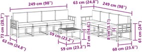 vidaXL Σειρά Καναπέ Εξωτερικού με μαξιλάρι 9 pcs Λευκό και Μπεζ