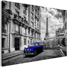 Πίνακας - Car in Paris (1 Part) Blue Wide - 120x80