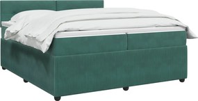 vidaXL Κρεβάτι box spring με στρώμα Σκούρο Πράσινο 200 x 200 cm
