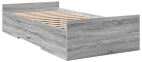 vidaXL Πλαίσιο Κρεβατιού με Συρτάρια Γκρι Sonoma 75x190 εκ. Επεξ. Ξύλο