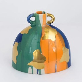 Βάζο Κεραμικό 752-20341 21,5x14x20,7cm Terracota-Green-Gold Estheti Home Κεραμικό