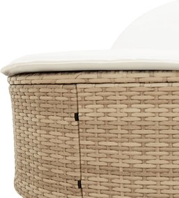 vidaXL Ξαπλώστρα Διπλή Μπεζ από Συνθετικό Ρατάν με Μαξιλάρια