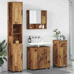 vidaXL Σετ Επίπλων Μπάνιου με πόρτα 4 pcs Παλαιό ξύλο 61 x 35 x 64 εκ.