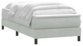 Κρεβάτι Boxspring με Στρώμα Ανοιχτό Γκρι 80x210 εκ. Βελούδινο - Γκρι