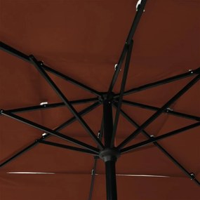 Ομπρέλα 3 Επιπέδων Τερακότα 2,5 x 2,5 μ. με Ιστό Αλουμινίου - Καφέ
