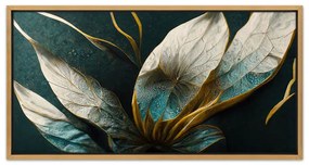 Πίνακας σε καμβά "Exotic Flower" Megapap ψηφιακής εκτύπωσης με κορνίζα χρώμα χρυσό 140x70x3εκ.