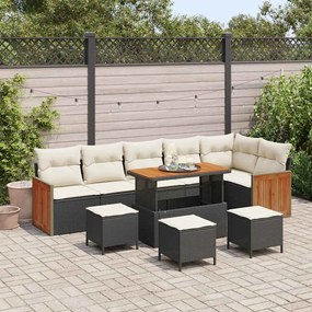 vidaXL Σετ Καναπέ Κήπου 10 pcs Μαύρο και κρεμ 110 x 55 x 71 εκ