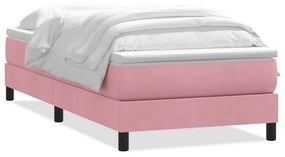 vidaXL Κρεβάτι Boxspring με Στρώμα Ροζ 100x210 εκ. Βελούδινο