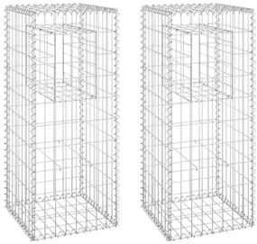 vidaXL Συρματοκιβώτια Στύλοι 2 τεμ. 40 x 40 x 100 εκ. Σιδερένιοι