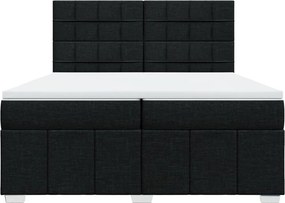 vidaXL Κρεβάτι Boxspring με Στρώμα Μαύρο 200x200 εκ. Υφασμάτινο