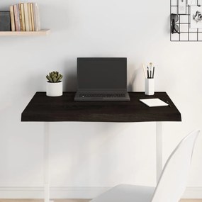 vidaXL Επιφάνεια Τραπεζιού Σκούρο Καφέ 80x60x(2-4)εκ Επεξ. Μασίφ Δρυς