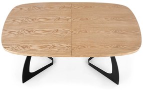 VELDON extension table, color: top - natural oak, legs - black DIOMMI V-CH-VELDON-ST